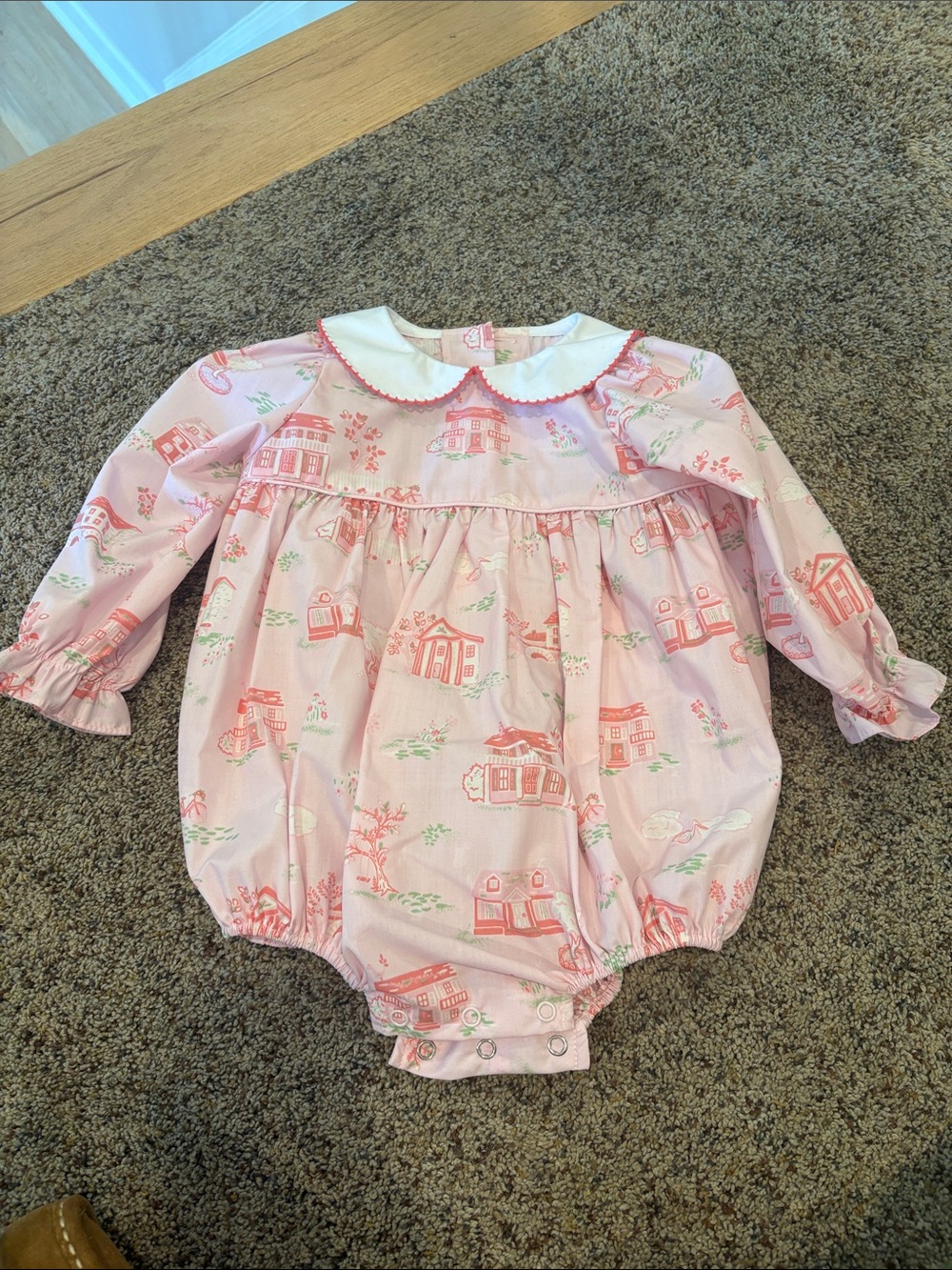 The Beaufort Bonnet Company Pink House-Print Peter Pan Collar One-Piece